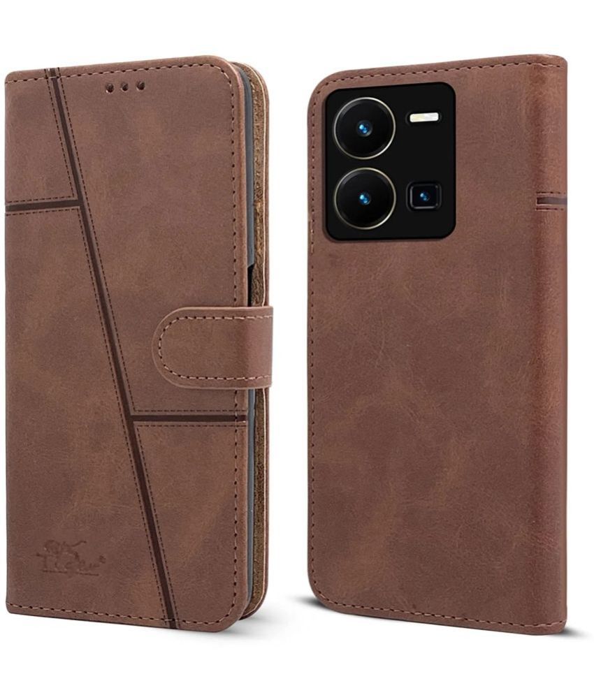     			NBOX Brown Flip Cover Artificial Leather Compatible For Vivo Y36 ( Pack of 1 )