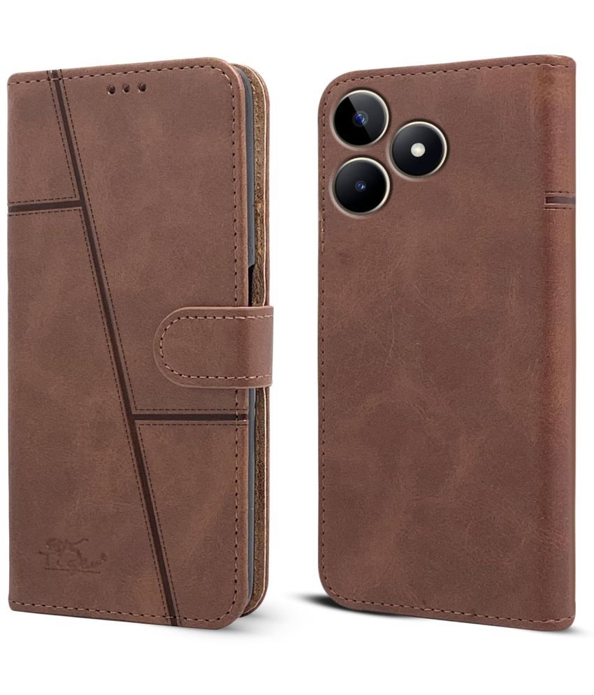     			NBOX Brown Flip Cover Artificial Leather Compatible For Realme Narzo N53 ( Pack of 1 )