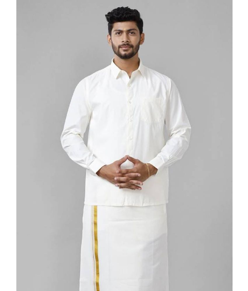     			Ramraj cotton Cotton Blend Regular Fit Full Sleeves Men's Formal Shirt - Cream ( Pack of 1 )