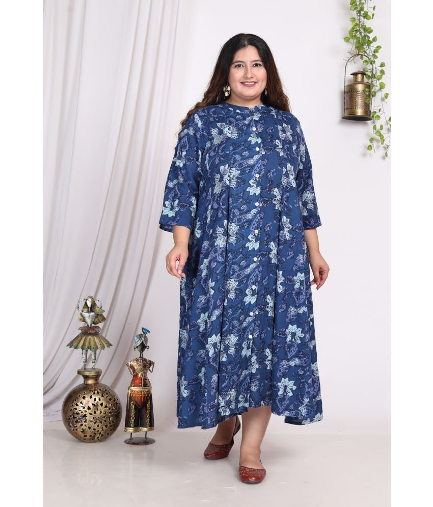     			Swasti Cotton Blend Printed Anarkali Women's Kurti - Blue ( Pack of 1 )