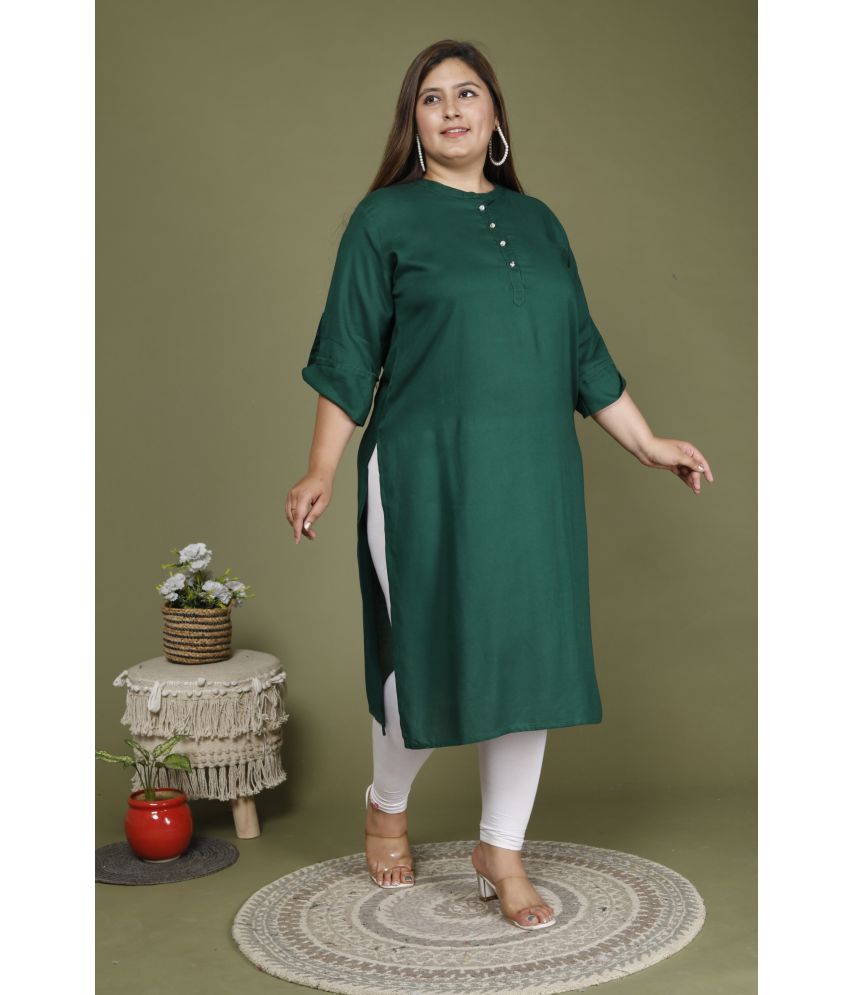     			Swasti Cotton Blend Solid Straight Women's Kurti - Green ( Pack of 1 )