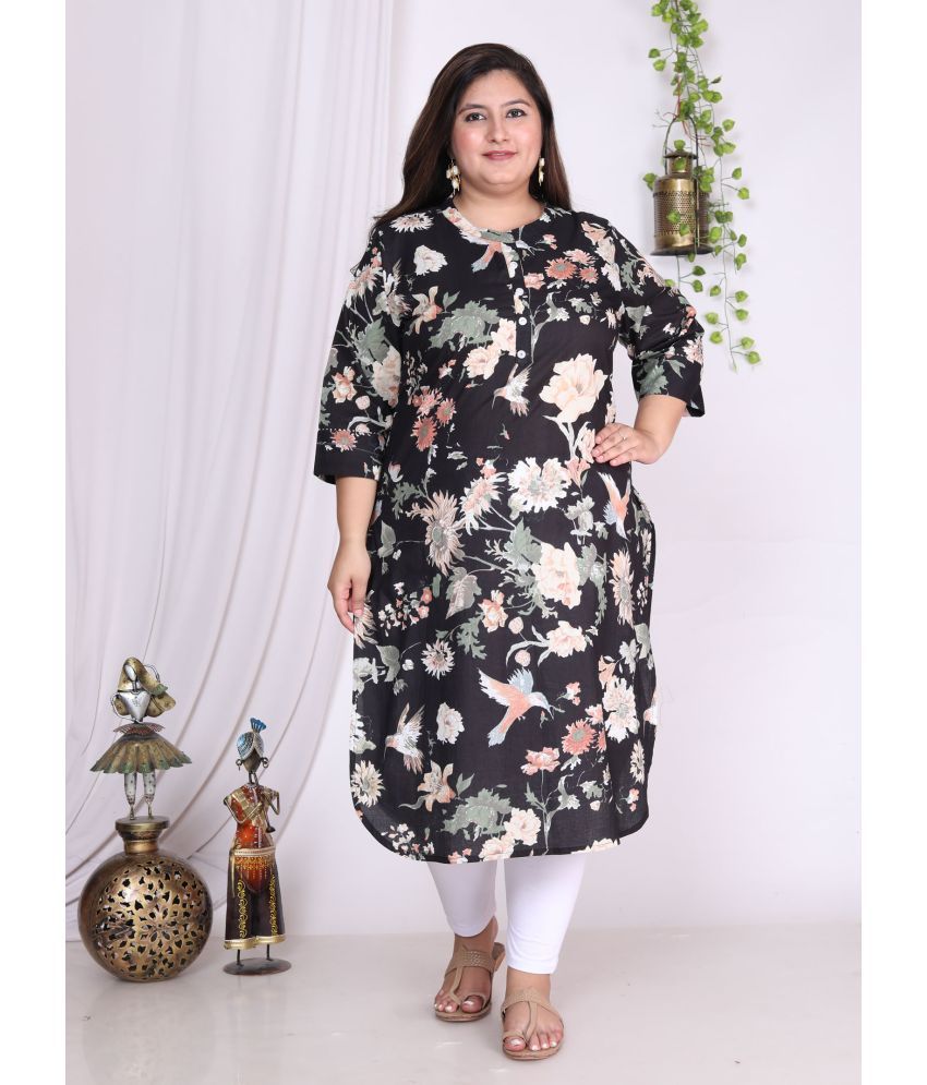     			Swasti Cotton Printed Straight Women's Kurti - Black ( Pack of 1 )