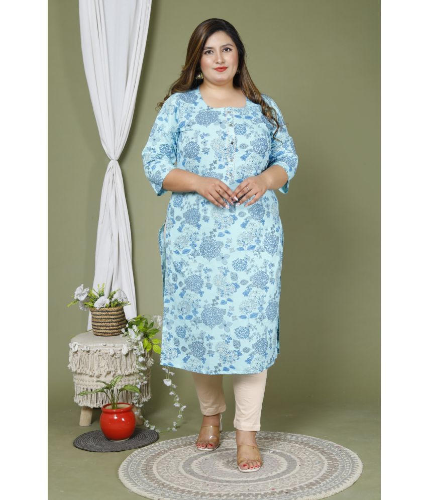     			Swasti Cotton Printed Straight Women's Kurti - Blue ( Pack of 1 )