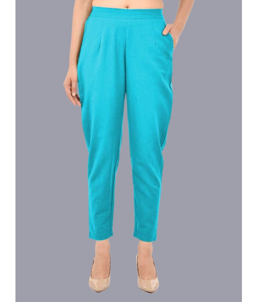    			FABISHO Blue Cotton Regular Women's Casual Pants ( Pack of 1 )