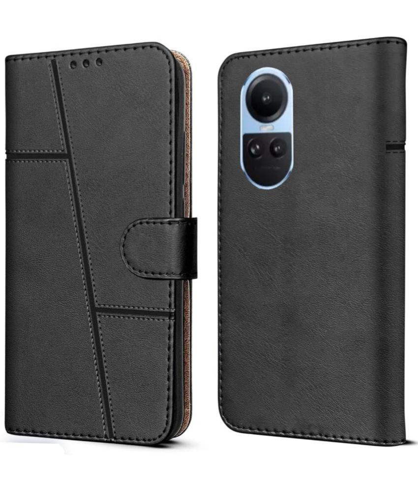     			NBOX Black Flip Cover Artificial Leather Compatible For Oppo Reno 10 Pro ( Pack of 1 )