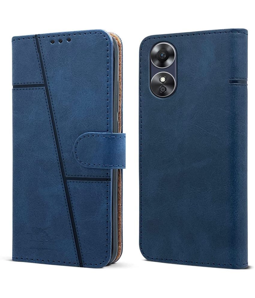     			NBOX Blue Flip Cover Artificial Leather Compatible For Oppo F23 5G ( Pack of 1 )