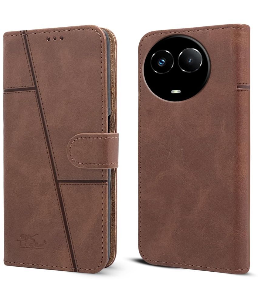     			Shining Stars Brown Flip Cover Artificial Leather Compatible For Realme 11 5G ( Pack of 1 )