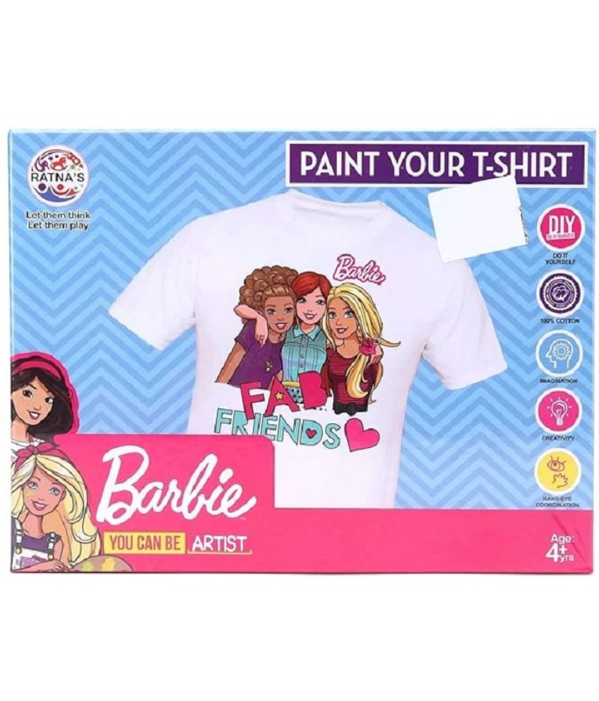     			Ratna's Barbie Design Your Tshirt For Girls, Free Size Tshirt For 5-10 Years Girls, Multicolour
