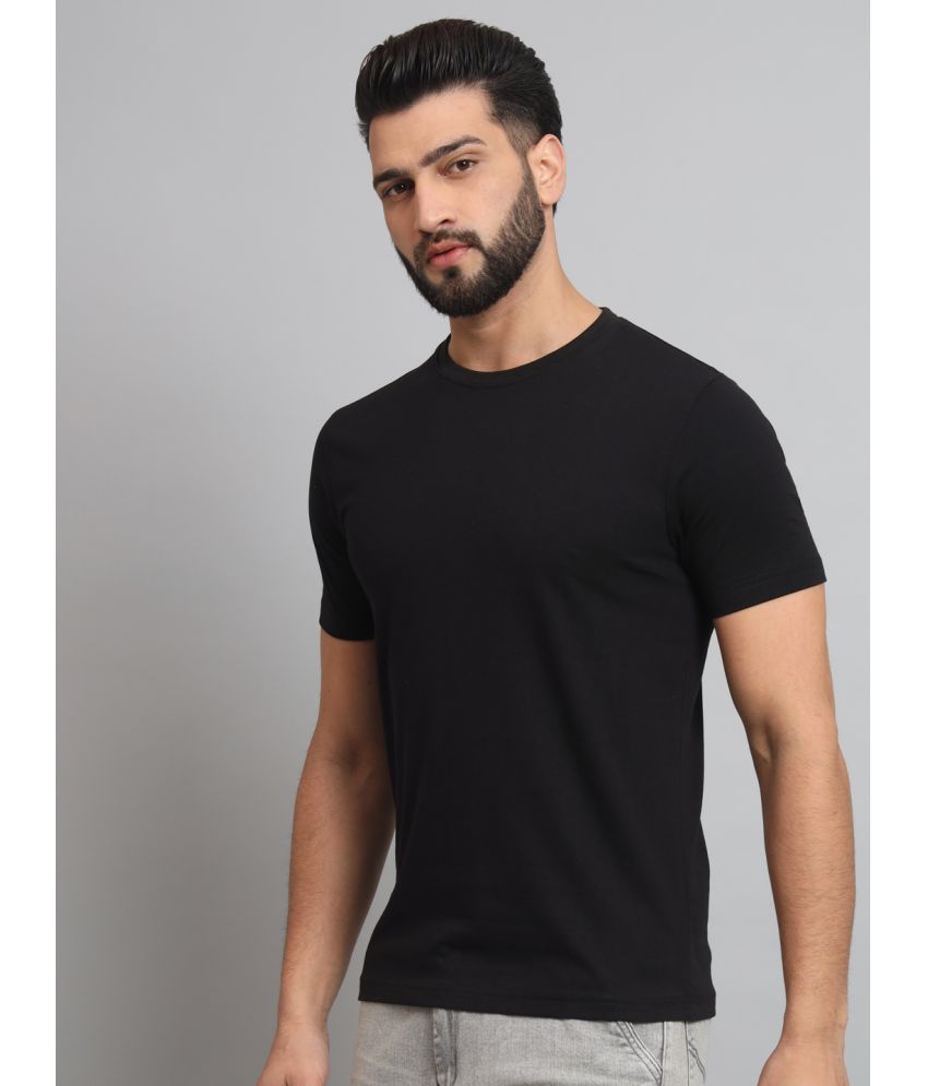     			ZEBULUN Cotton Blend Regular Fit Solid Half Sleeves Men's T-Shirt - Black ( Pack of 1 )