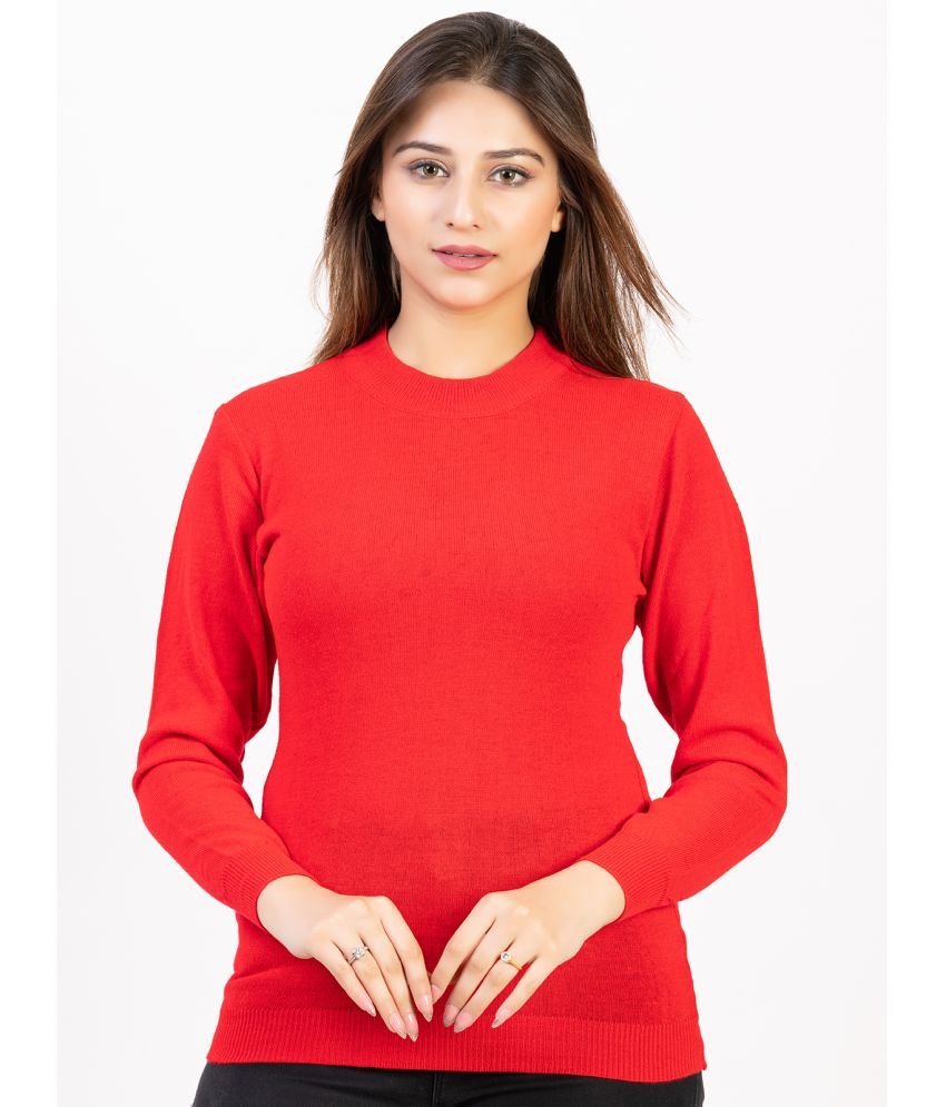     			EKOM Woollen Round Neck Women's Pullovers - Red ( )