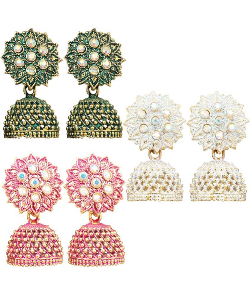     			FASHION FRILL Multi Color Jhumki Earrings ( Pack of 3 )