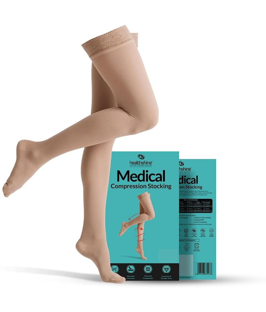     			HealthShine Medical Compression Stocking Thigh Length For Men & Women L Knee Support (Beige)