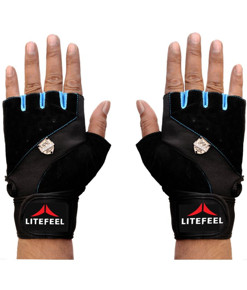    			LITE FEEL Lycra Wrist Support Unisex Polyester Gym Gloves For Professional Fitness Training and Workout With Half-Finger Length