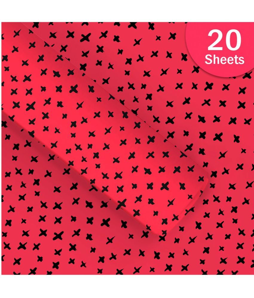     			Paper Pep Red Black Cross Spots Print Gift Wrapping Paper 19"X29", Pack of 20 Paper Gift Wrapper (Multicolor)