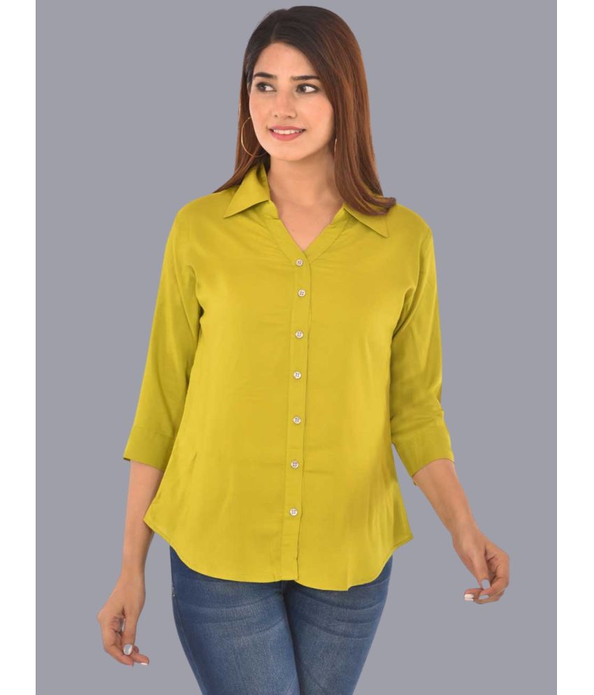     			QuaClo Green Rayon Women's Shirt Style Top ( Pack of 1 )