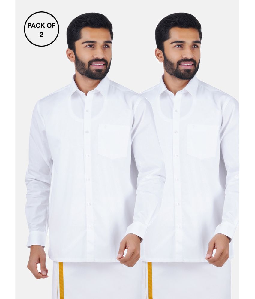     			Ramraj cotton Cotton Blend Regular Fit Full Sleeves Men's Formal Shirt - White ( Pack of 2 )