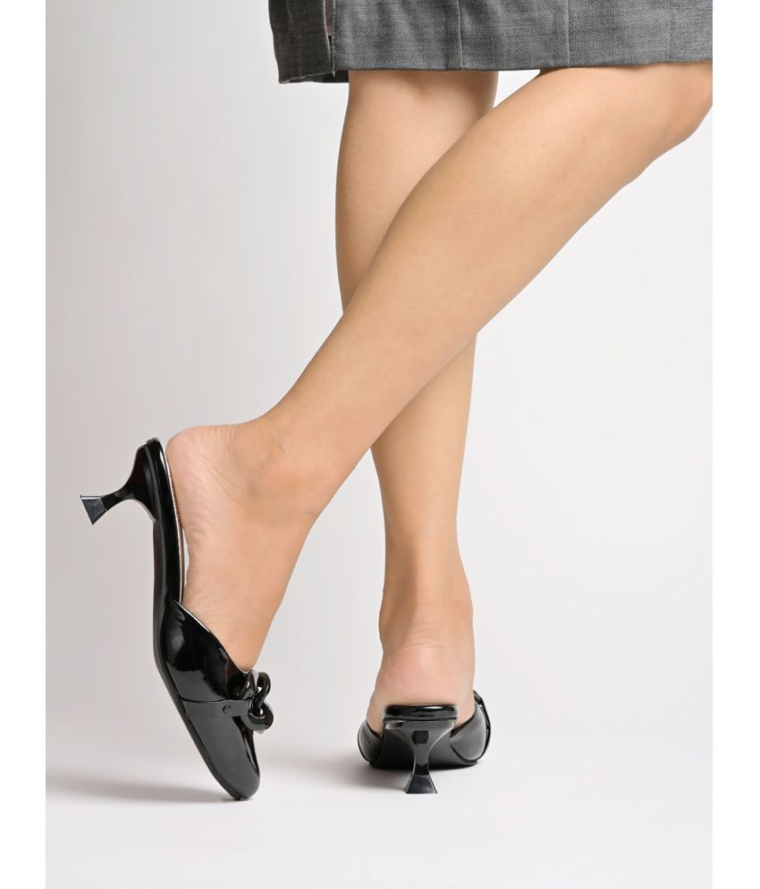     			Shoetopia Black Women's Mules Heels