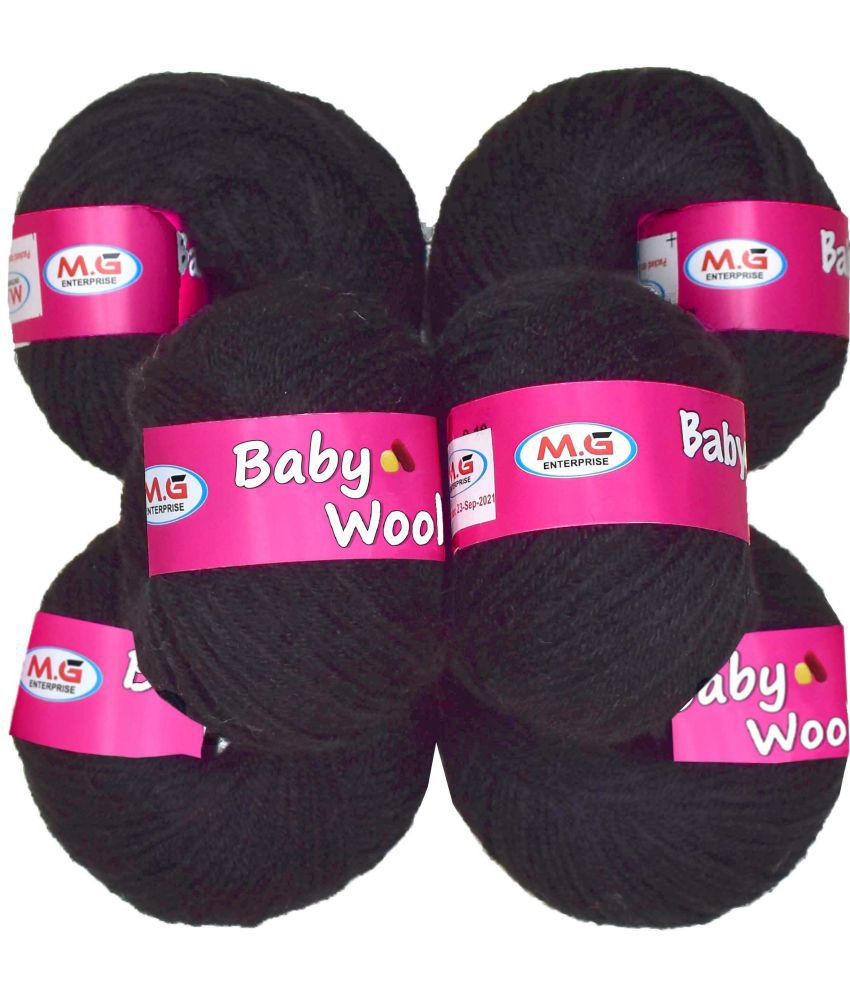     			100% Acrylic Wool  Black 12 Pc Baby Wool 4 ply Wool -EB Art-FF