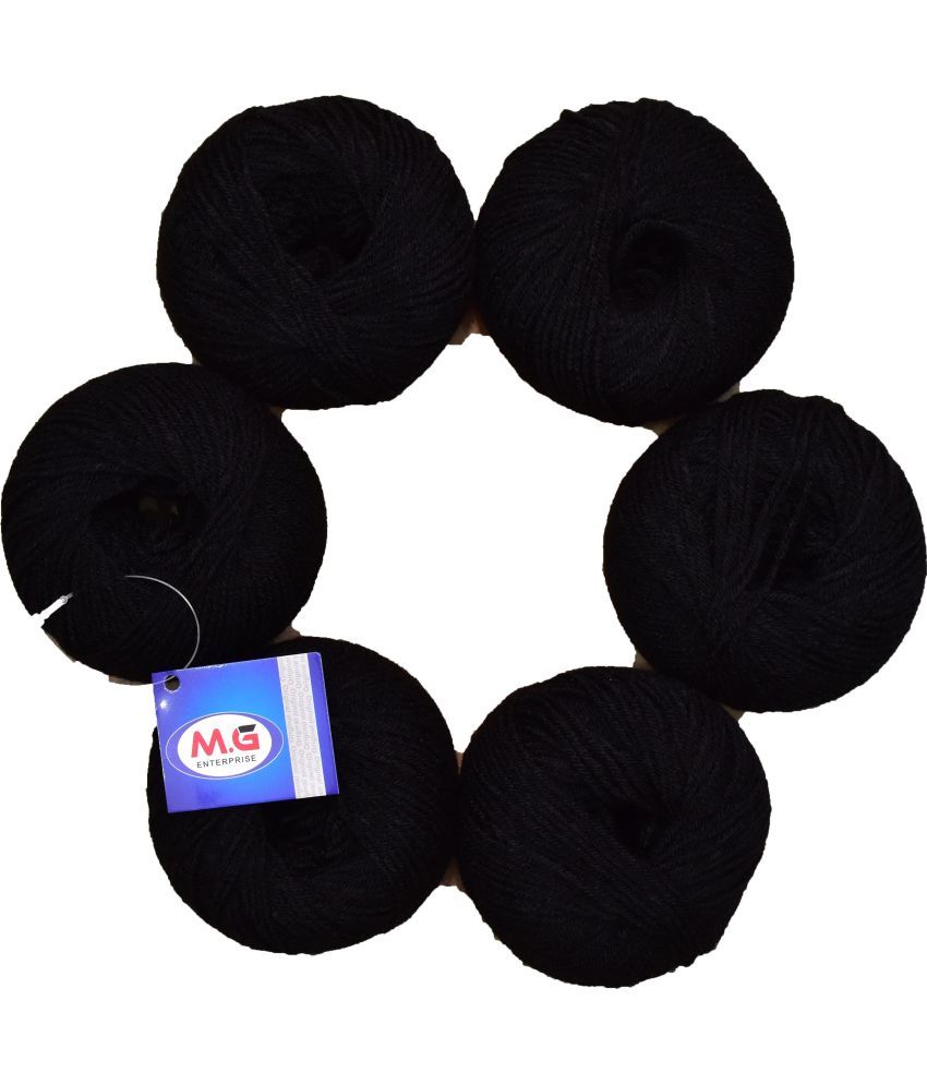     			100% Acrylic Wool Black (8 PC) Baby Soft Wool Ball Hand Knitting Wool/Art Craft Soft Fingering Crochet Hook Yarn, Needle Knitting Yarn Thread Dyed