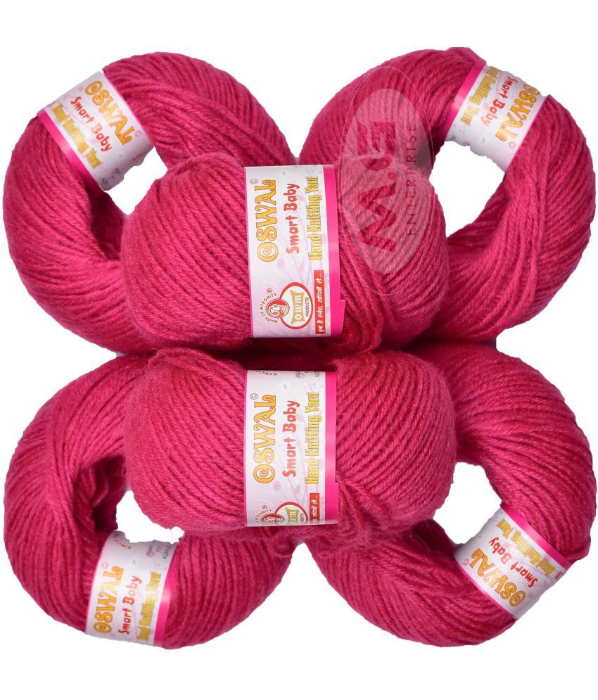     			100% Acrylic Wool Magenta (10 pc) Smart Baby 4 ply Wool Ball Hand Knitting Wool/Art Craft Soft Fingering Crochet Hook Yarn, Needle Knitting Yarn Thread Dyed
