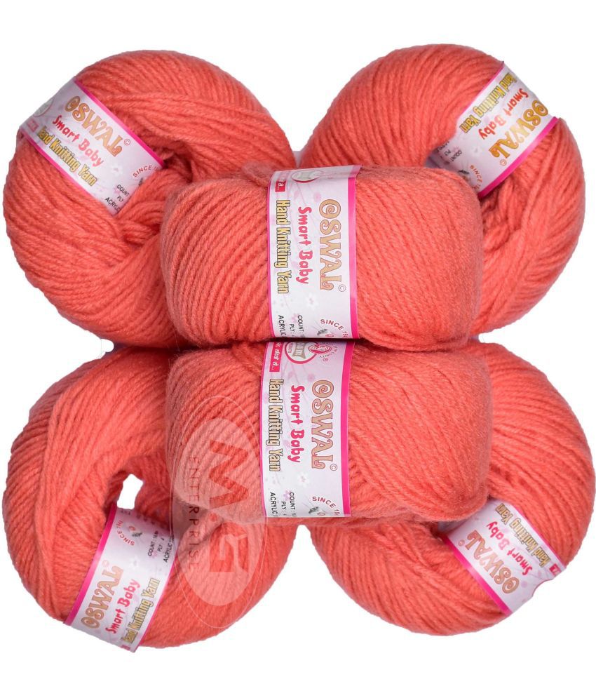     			100% Acrylic Wool Salmon (6 pc) Smart Baby 4 ply Wool Ball Hand Knitting Wool/Art Craft Soft Fingering Crochet Hook Yarn, Needle Knitting Yarn Thread Dyed