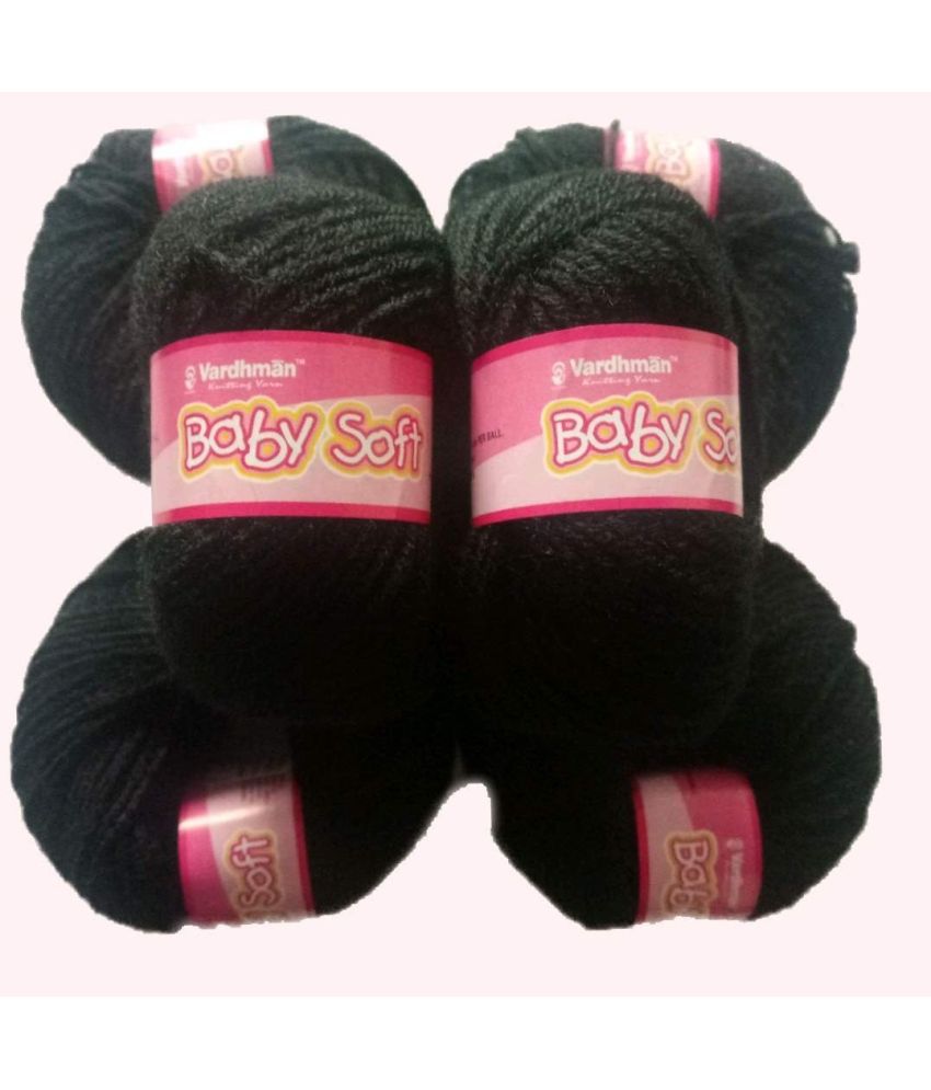    			Baby Soft Wool Hand Knitting Fingering Crochet Hook, 150 g (Black Shade no-021) -6 Pieces