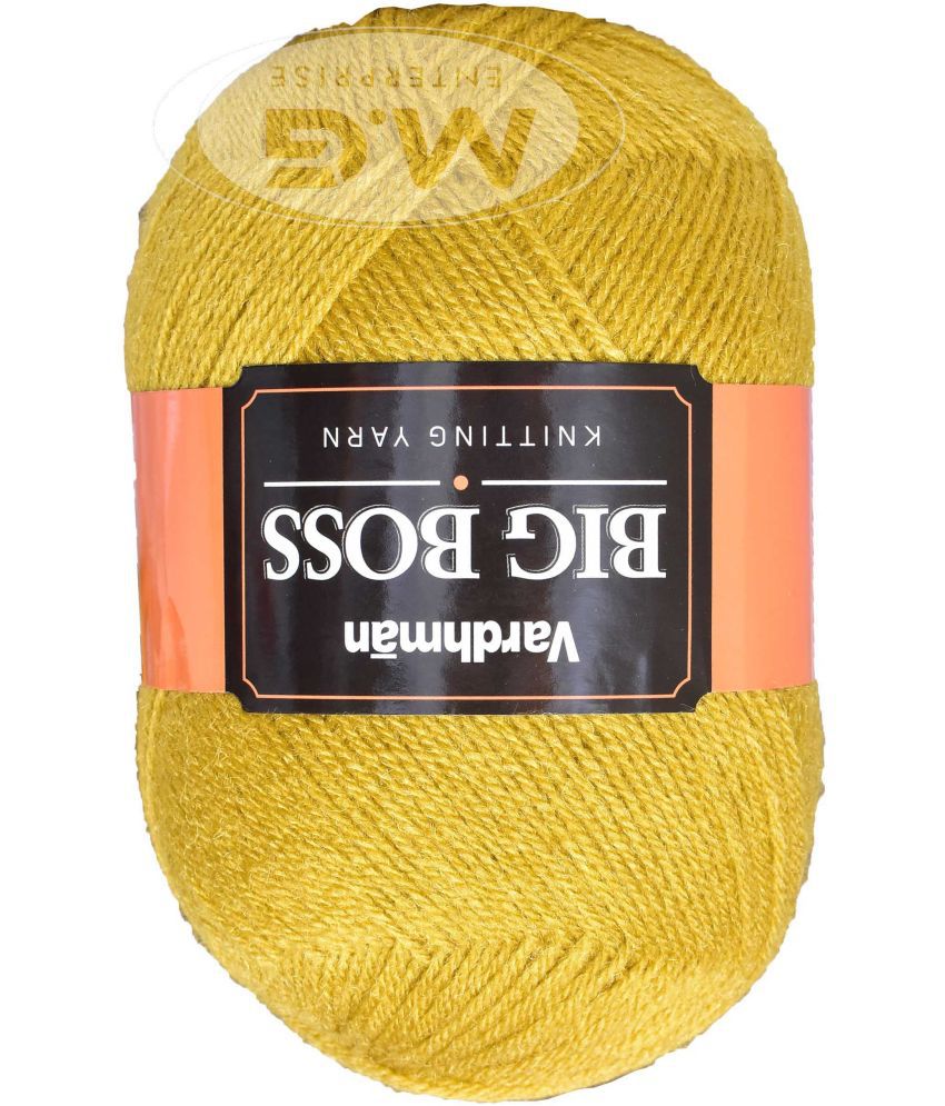     			Bigboss Mustard (600 gm)  Wool Ball Hand knitting wool / Art Craft soft fingering crochet hook yarn, needle knitting yarn thread dyed- K LK