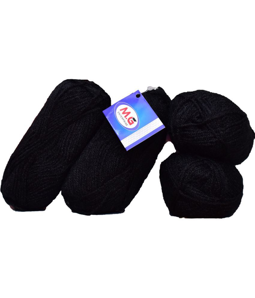     			Blooming Star Black (200 gm)  Wool Ball 50 gm each Hand knitting wool / Art Craft soft fingering crochet hook yarn, needle knitting yarn thread dyed