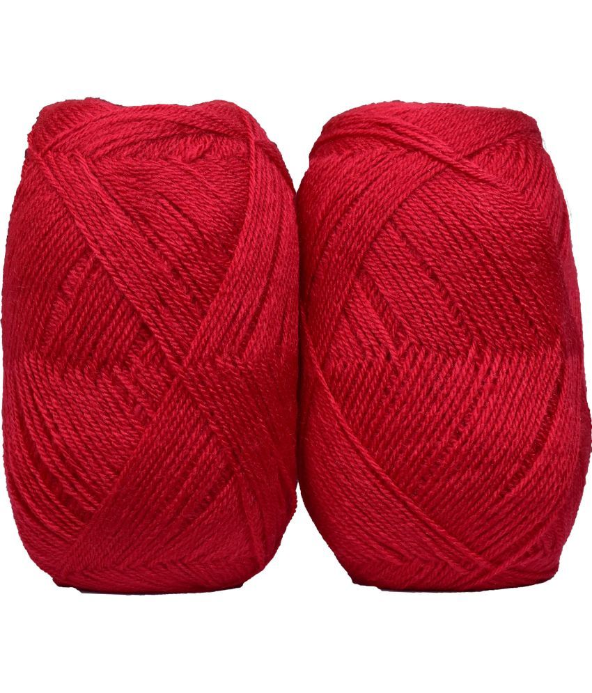     			Candy Red (200 gm)  Wool Ball Hand knitting wool / Art Craft soft fingering crochet hook yarn, needle knitting yarn thread dyed EHD