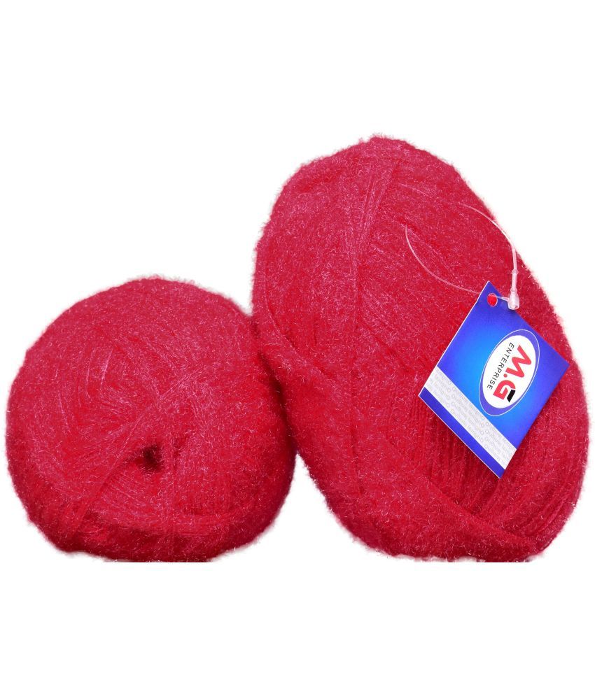     			Feather Red (400 gm)  Wool Ball 100 gm each 400 gm total Hand knitting wool / Art Craft soft fingering crochet hook yarn, needle knitting yarn thread dyed