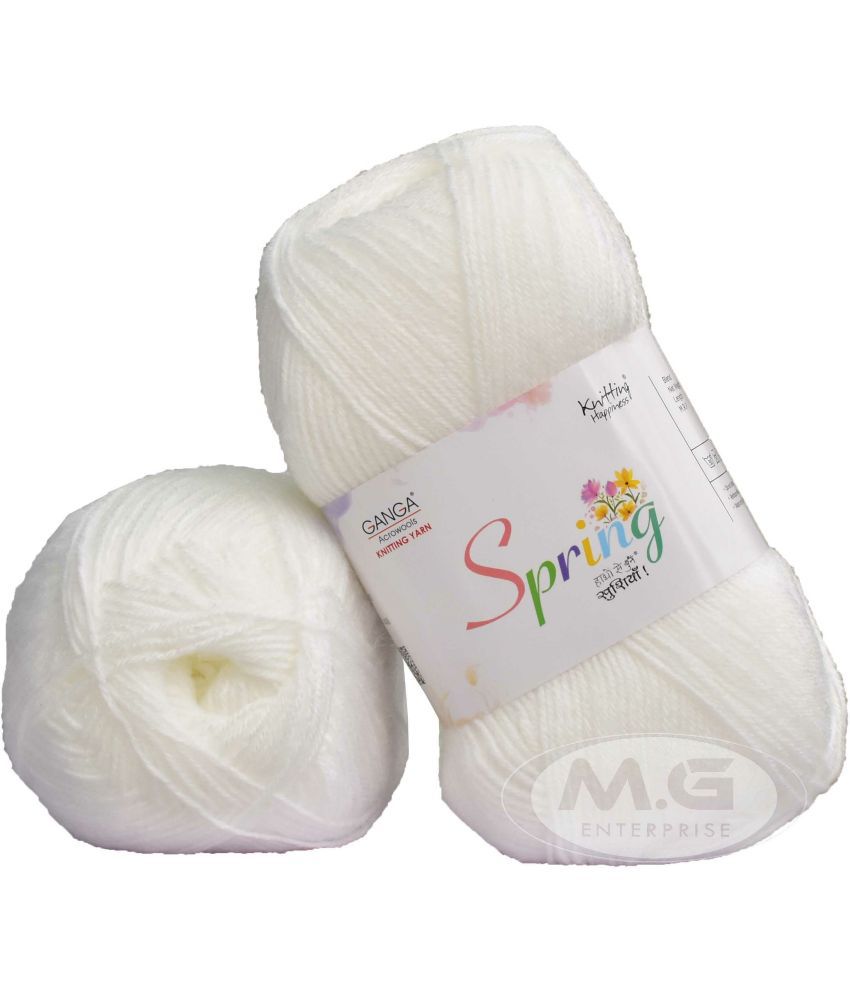     			GAN GA pring  White 200 gm Wool Ball Hand knitting wool -K Art-AEGI