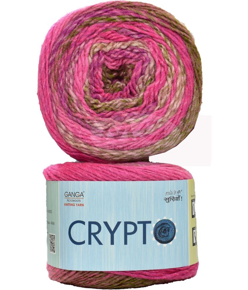     			Ganga Knitting Yarn Thick Chunky Wool, M_G Crypto Magenta mix 200 gm