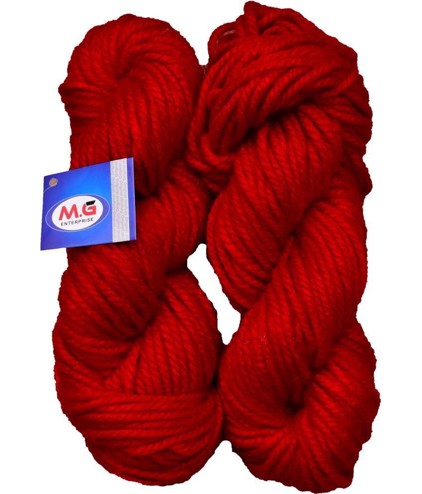     			JP Red (200 gm) Knitting Yarn Thick Chunky Wool Hank Hand knitting wool / Art Craft soft fingering crochet hook yarn, needle knitting yarn thread dyed.