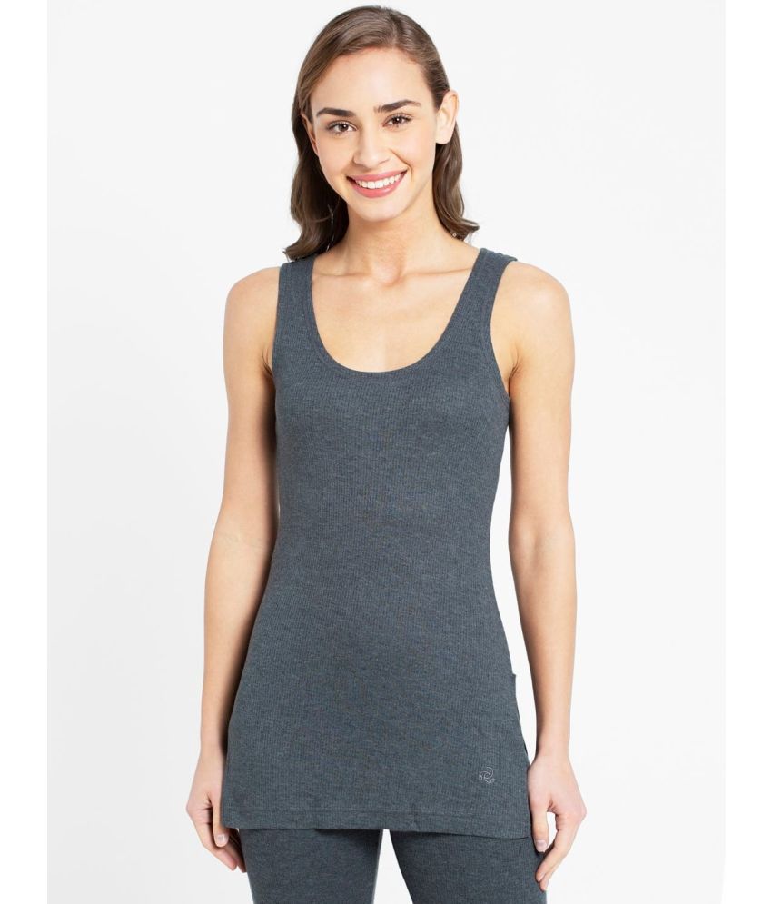     			Jockey 2500 Women Super Combed Cotton Rich Thermal Tank Top with Stay Warm Technology - Charcoal Mel