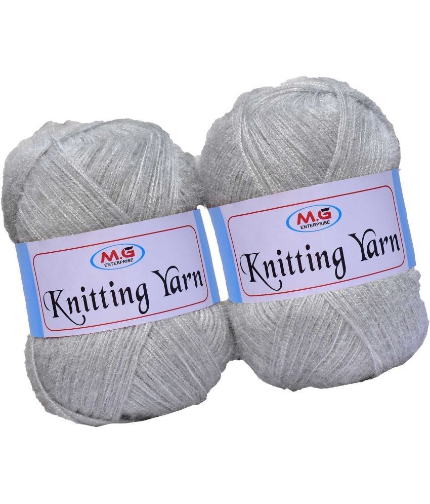     			Knitting Wool Yarn, Soft Fancy Feather Wool  Steel Grey 500 gm- Art-HEC