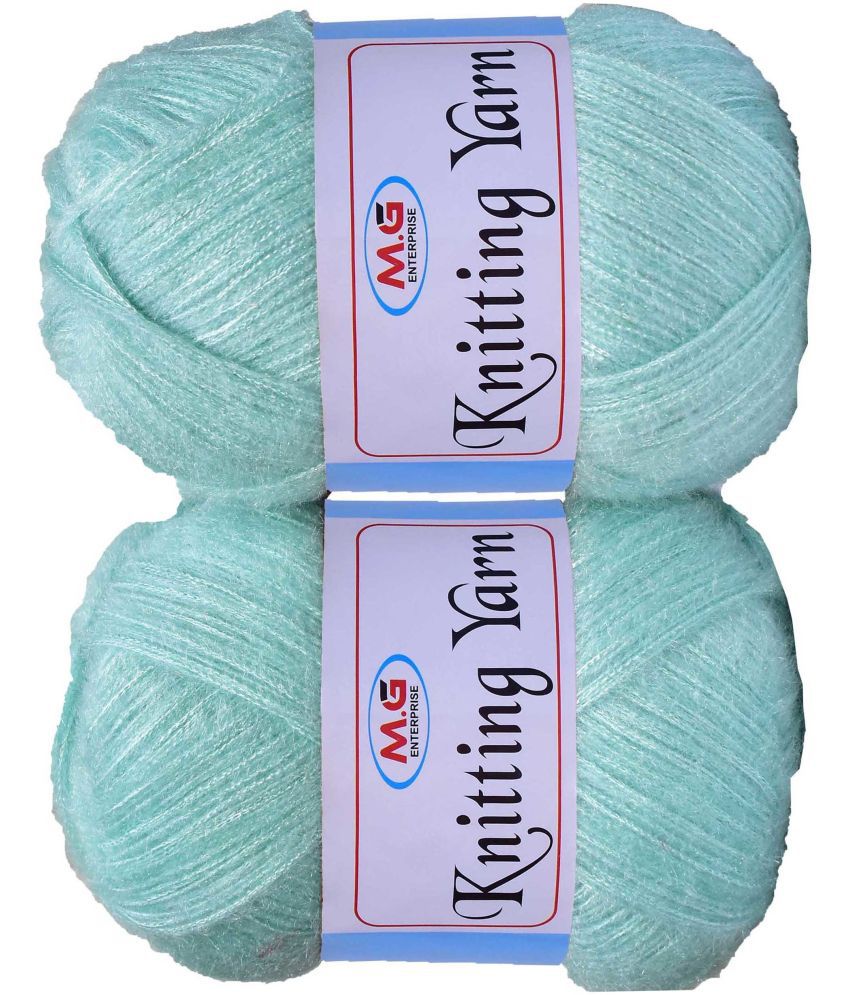     			Knitting Wool Yarn, Soft Fancy Feather Wool  Sea Green 400 gm- Art-HGA