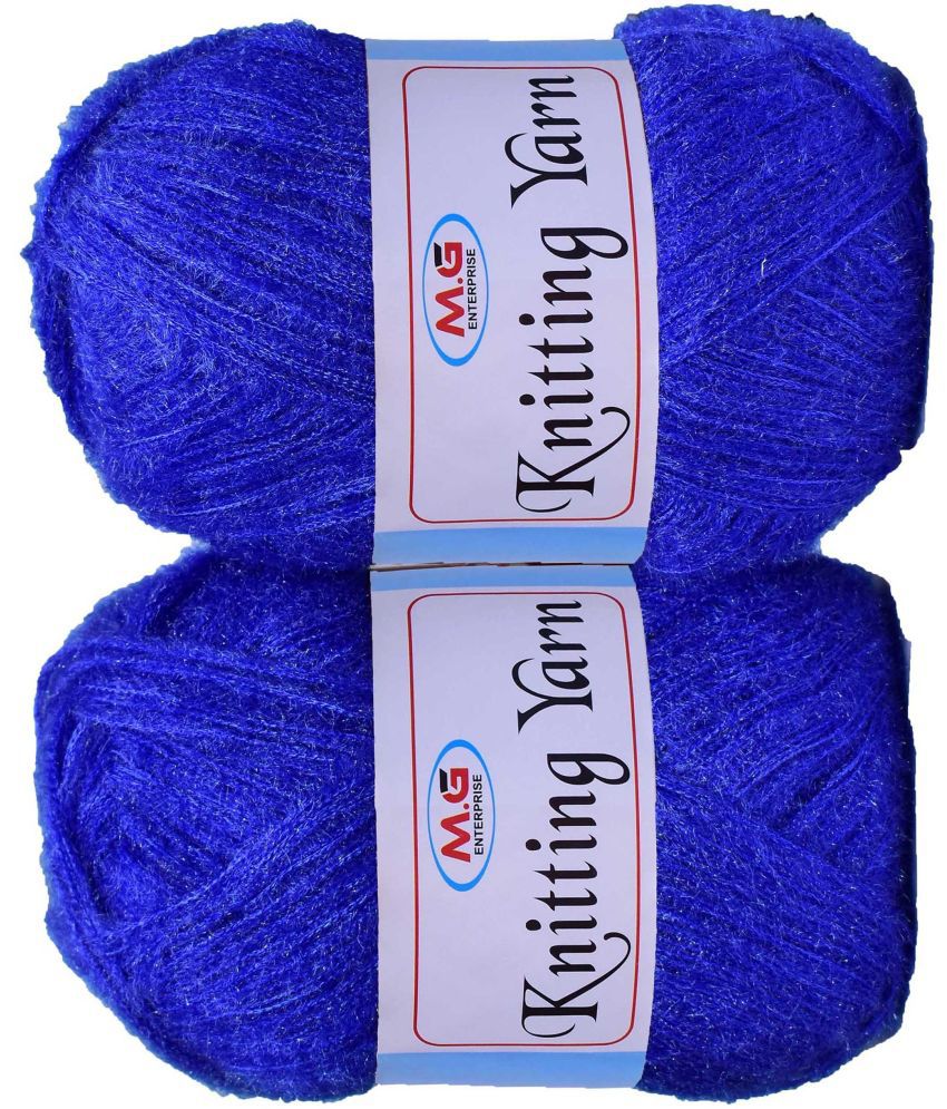     			Knitting Wool Yarn, Soft Fancy Feather Wool  Royal Blue 300 gm- Art-HFJ