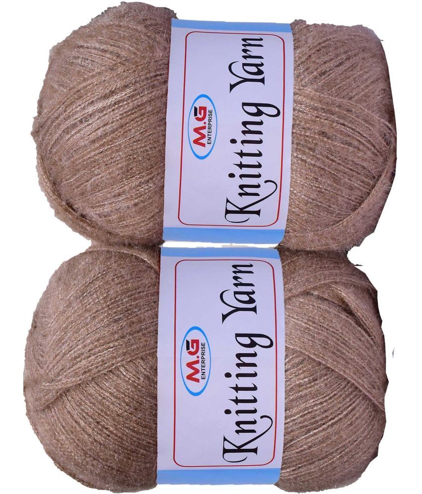     			Knitting Wool Yarn, Soft Fancy Feather Wool  chocolate 300 gm- Art-HFC