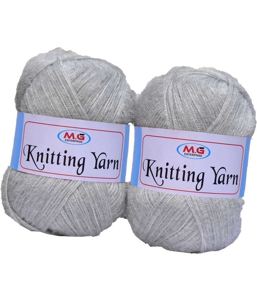     			Knitting Wool Yarn, Soft Fancy Feather Wool  Steel Grey 400 gm- Art-HEC