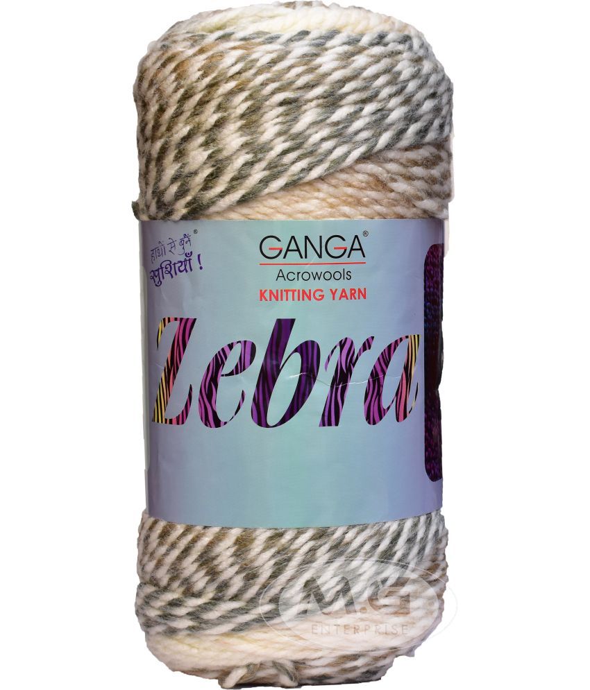     			Knitting Yarn Thick Chunky Wool, Zebra Cream mix 2 600 gm  Best Used with Knitting Needles, Crochet Needles Wool Yarn for Knitting. By Gang A BA