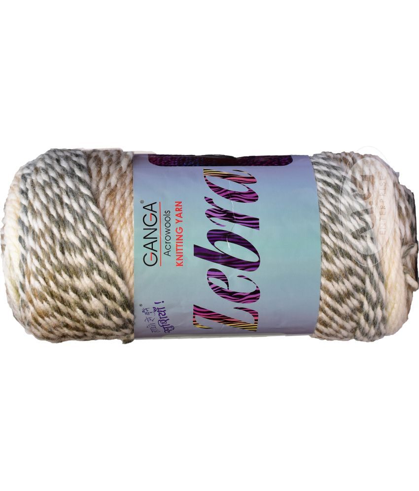     			Knitting Yarn Thick Chunky Wool, Zebra Cream mix 2 450 gm  Best Used with Knitting Needles, Crochet Needles Wool Yarn for Knitting. By Gang  AA