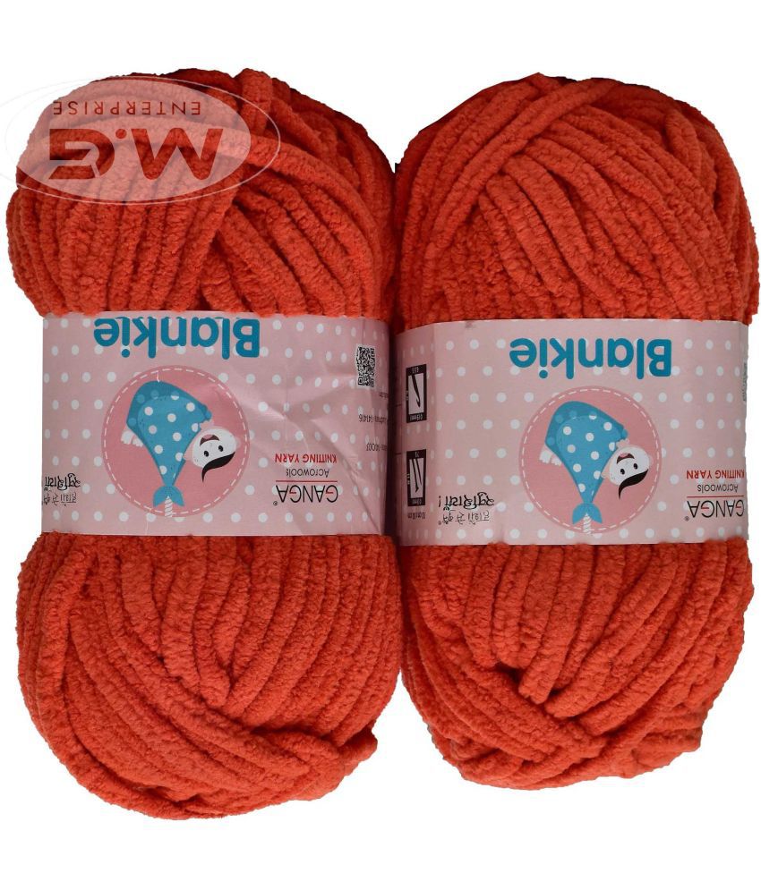     			Knitting Yarn Thick Chunky Wool, Blankie Deep Orange 400 gm  Best Used with Knitting Needles, Crochet Needles Wool Yarn for Knitting, With Needle.- T UK