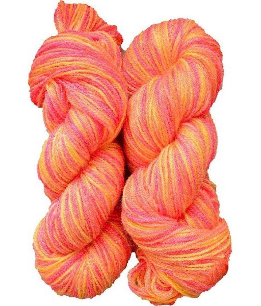     			Knitting Yarn Wool, Multi Orange 300 gm Woolen Crochet Yarn Thread. Best Used with Knitting Needles, Crochet Needles. Wool Yarn for Knitting. Best Woolen Thread.