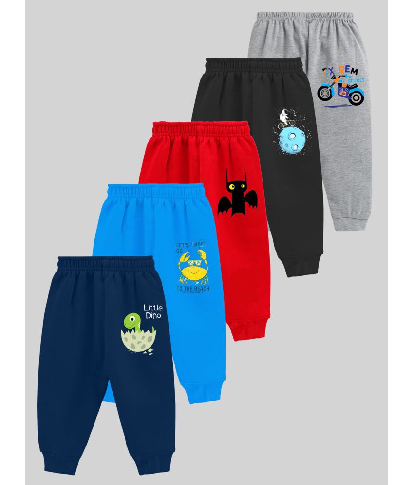    			Kuchipoo Multi Color Cotton Blend Trackpant For Baby Boy ( Pack of 5 )