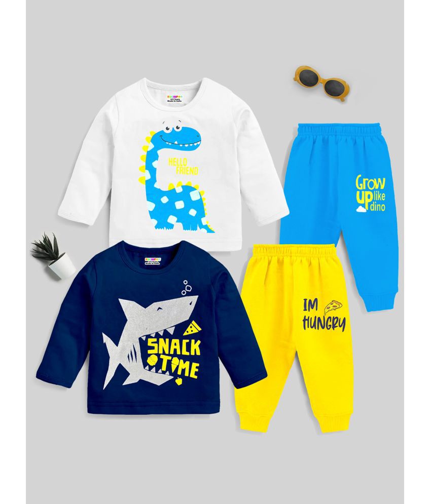     			Kuchipoo Multicolor Cotton Blend Baby Boy T-Shirt & Trouser ( Pack of 2 )
