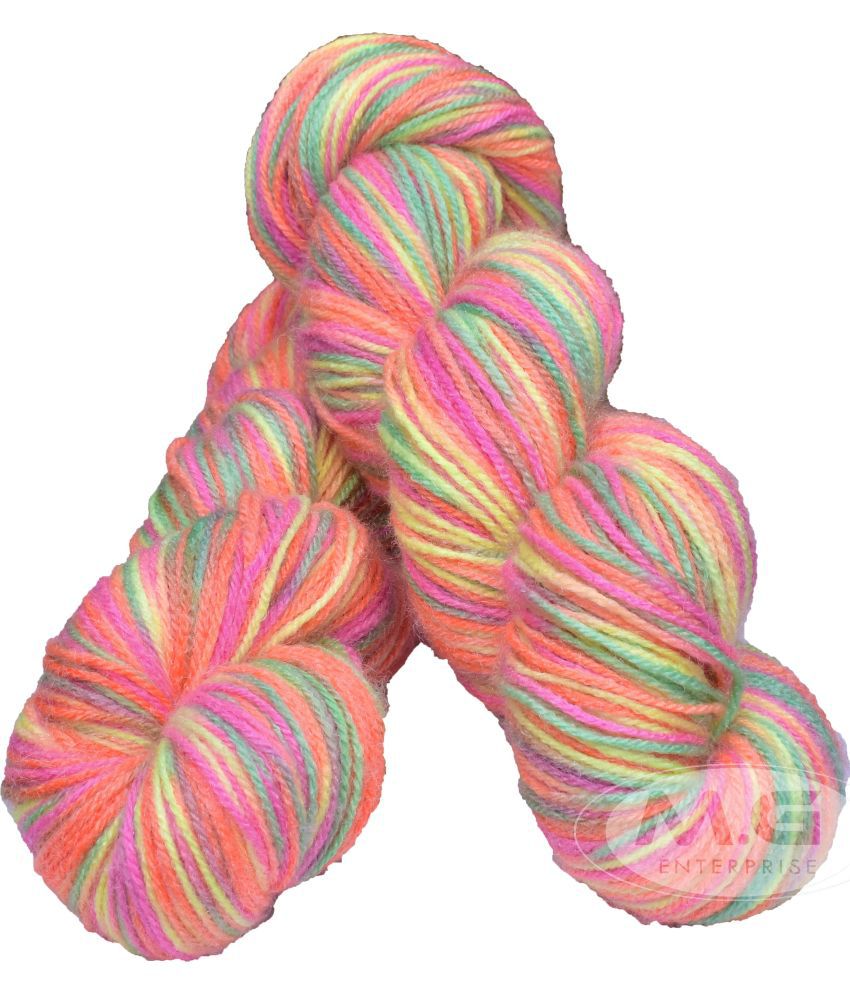     			Mircorangoli  Multi Rose (300 gm)  Wool Hank Hand knitting wool / Art Craft soft fingering crochet hook yarn, needle knitting yarn thread dyed