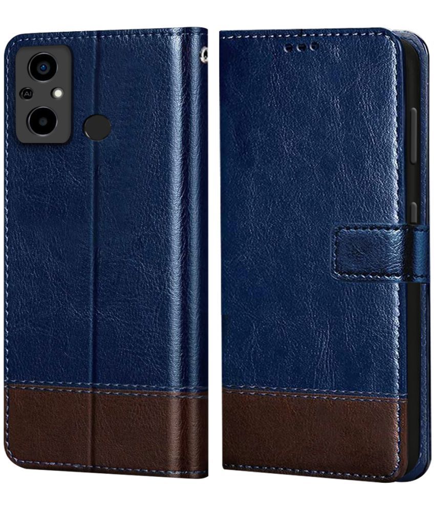     			NBOX Blue Flip Cover Leather Compatible For POCO C55 ( Pack of 1 )