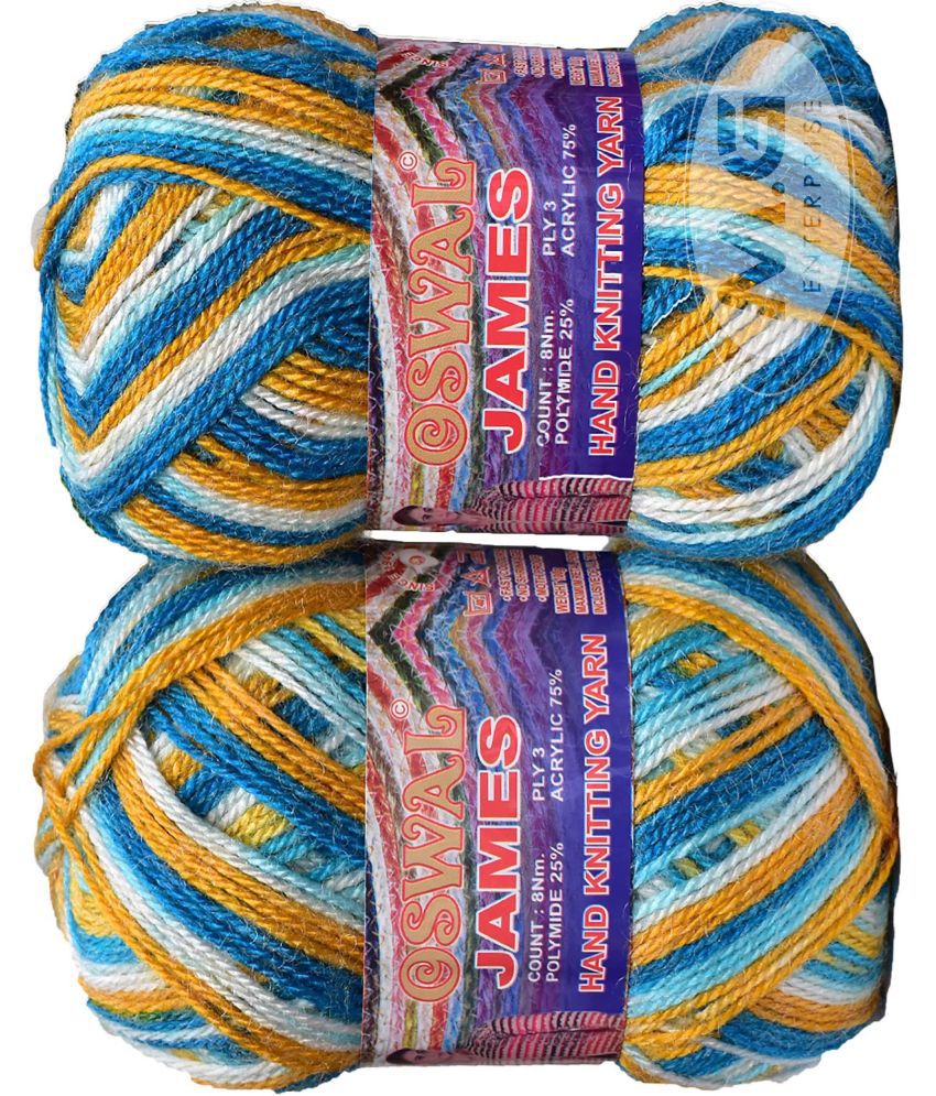     			Oswal James Knitting  Yarn Wool, Teal mix Ball 400 gm  Best Used with Knitting Needles, Crochet Needles  Wool Yarn for Knitting. By Oswa B CD