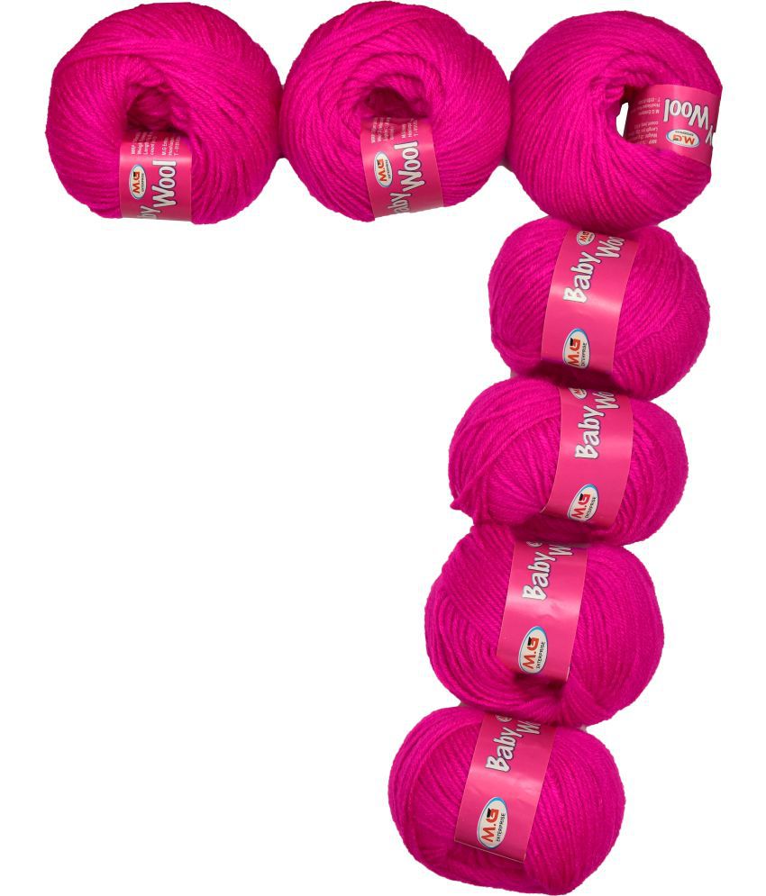     			Prime Baby Wool 100% Acrylic Yarn Magenta 7 Pc 4 ply Ball Hand Knitting Wool
