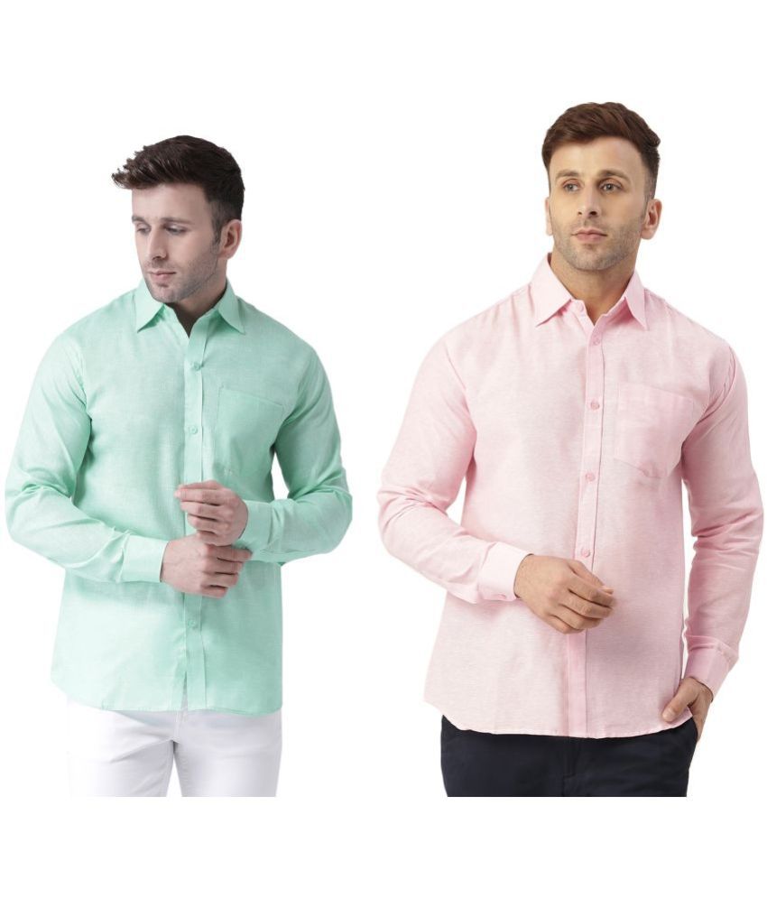     			RIAG 100% Cotton Regular Fit Solids Full Sleeves Men's Casual Shirt - Pink ( Pack of 2 )